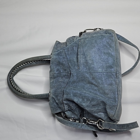 B MAKOWSKY BLUE WITH SILVER SHIMMER HANDBAG PURSE - Picture 4 of 11